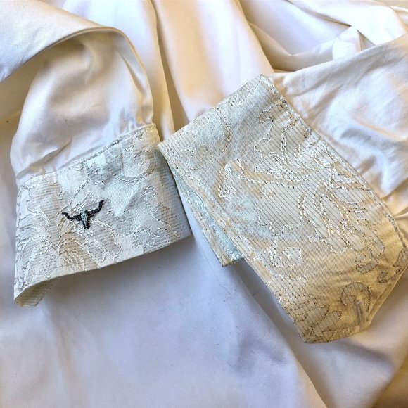 Longhorn Western Shirt Womens Medium White Button Up Long Sleeve Pretty - Picture 15 of 15
